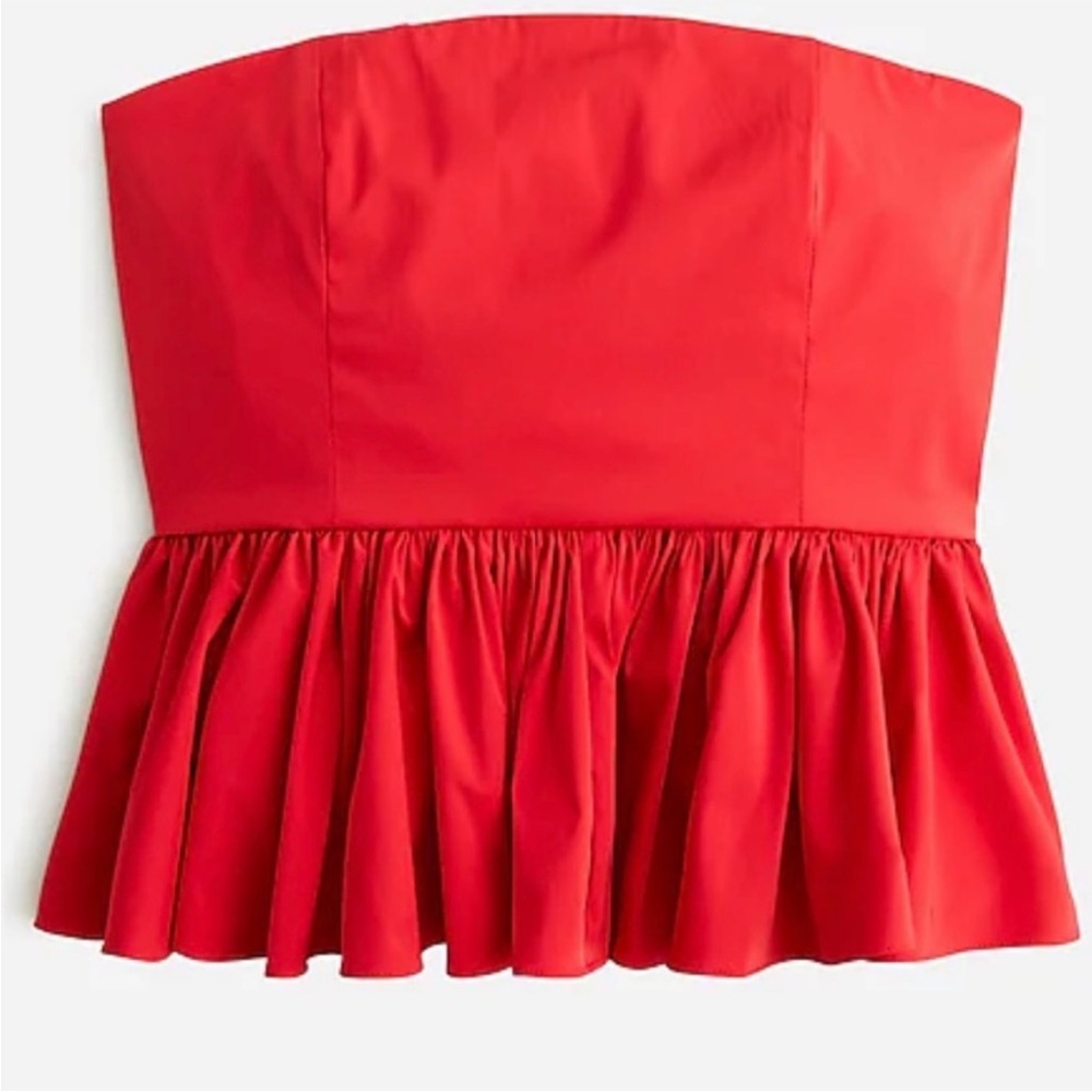 J crew Strapless Taffeta Peplum Top Red‎ plus size 24 nwt